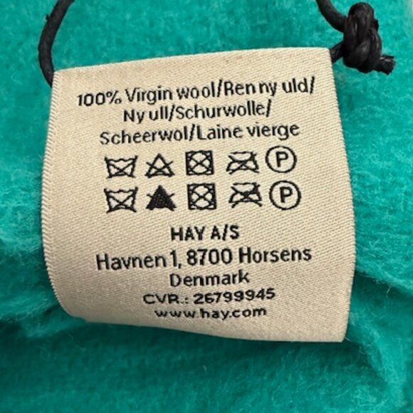 Hay Mono Blanket 100% Pure New Wool Aqua Green L71 x W51.25 in NWT - Picture 5 of 5